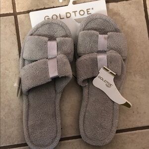 GoldToe Gray Plush Slippers